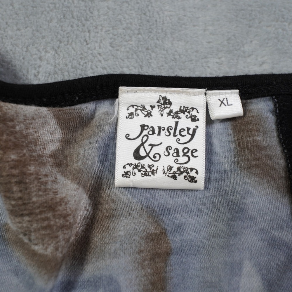 Parsley & Sage Abstract Art Tunic Top XL Rayon Lycra 3/4 Sleeve Pocket Boho - Picture 12 of 15